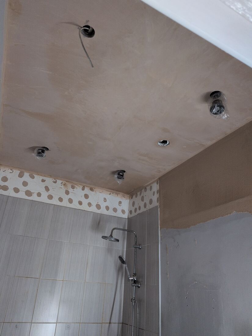 Bathroom ceiling downlights above the shower