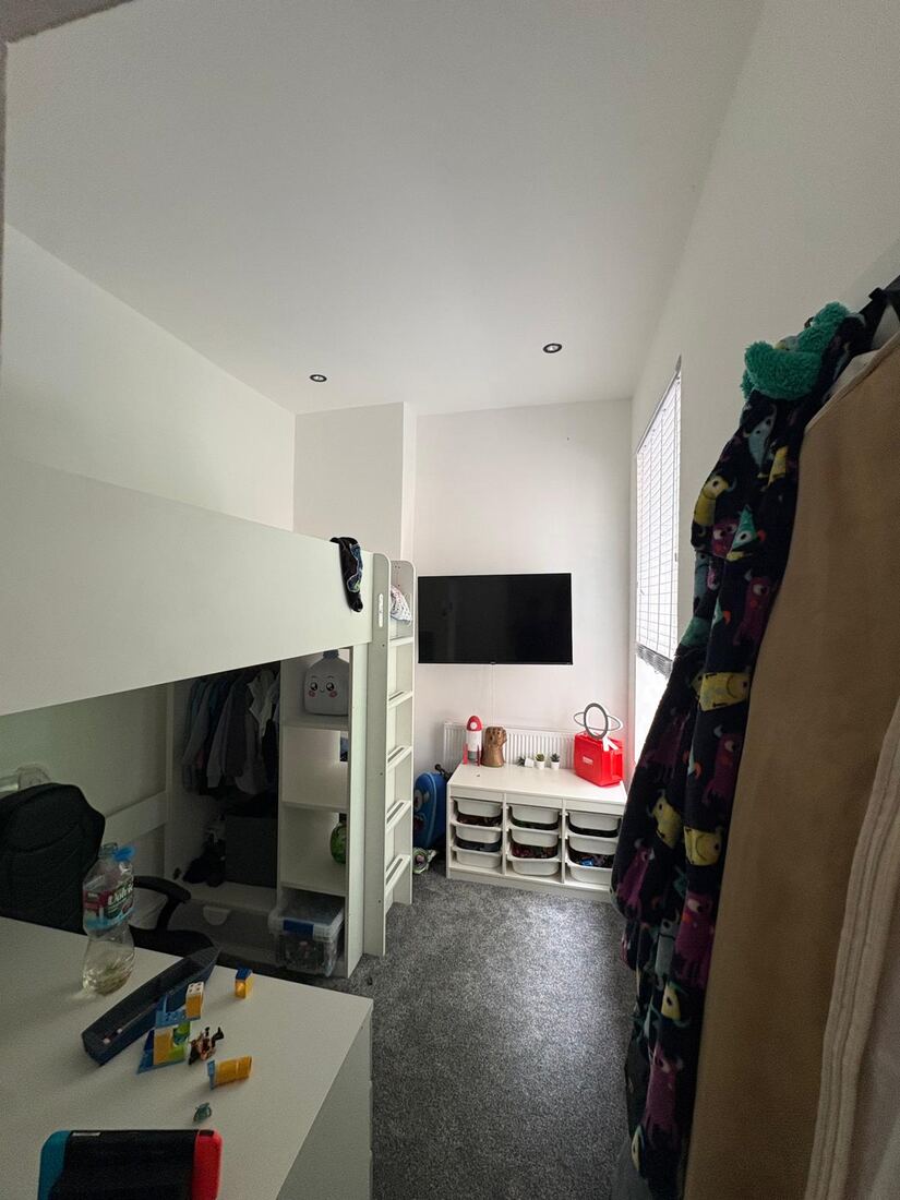 Wall-mounted TV point installed in a child's bedroom